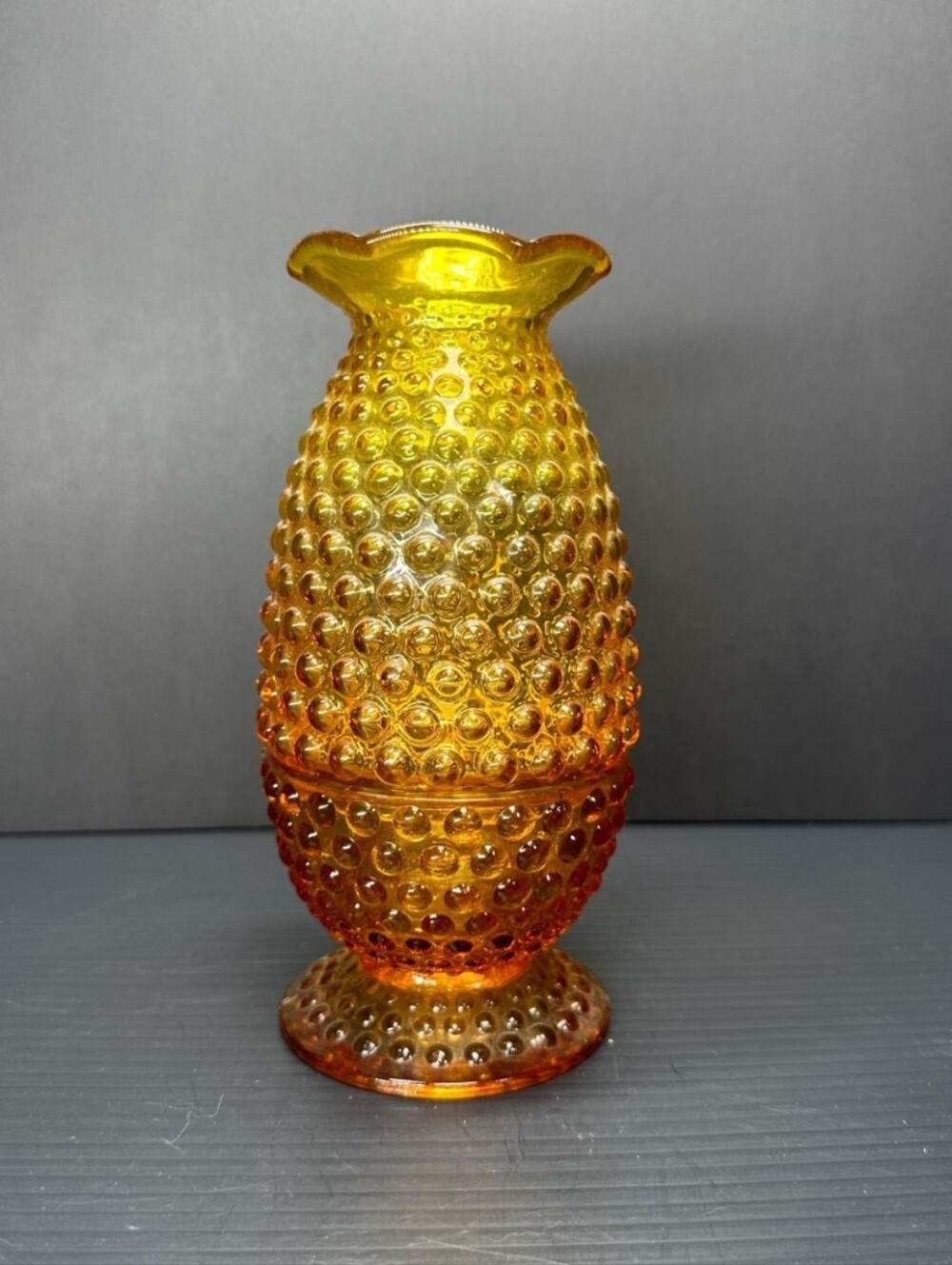 Vintage Kawanha Amberina Hobnail Fairy Lamp Candle Holder Rare